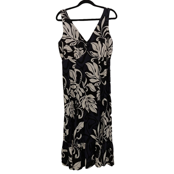 Vintage Hilo Hattie Womens Midi Dress Made in Hawaii Black White Size M Ruffle - Picture 10 of 11